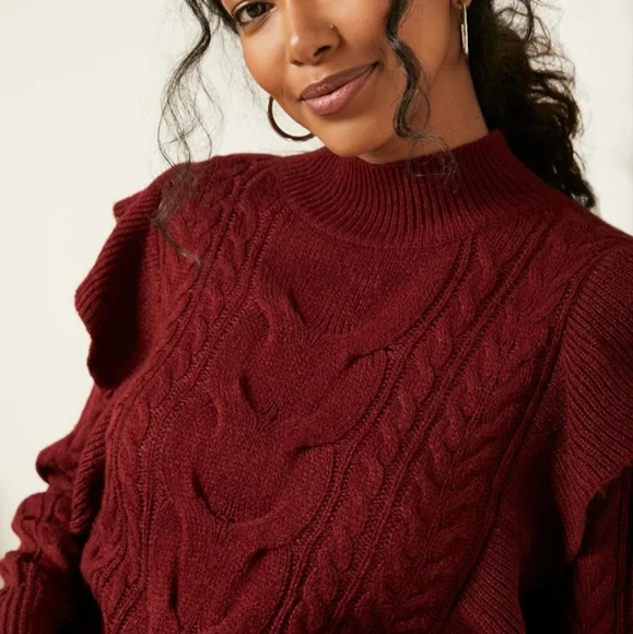 RW&Co. Ruffled Cable Knit Sweater - Picture 5 of 5